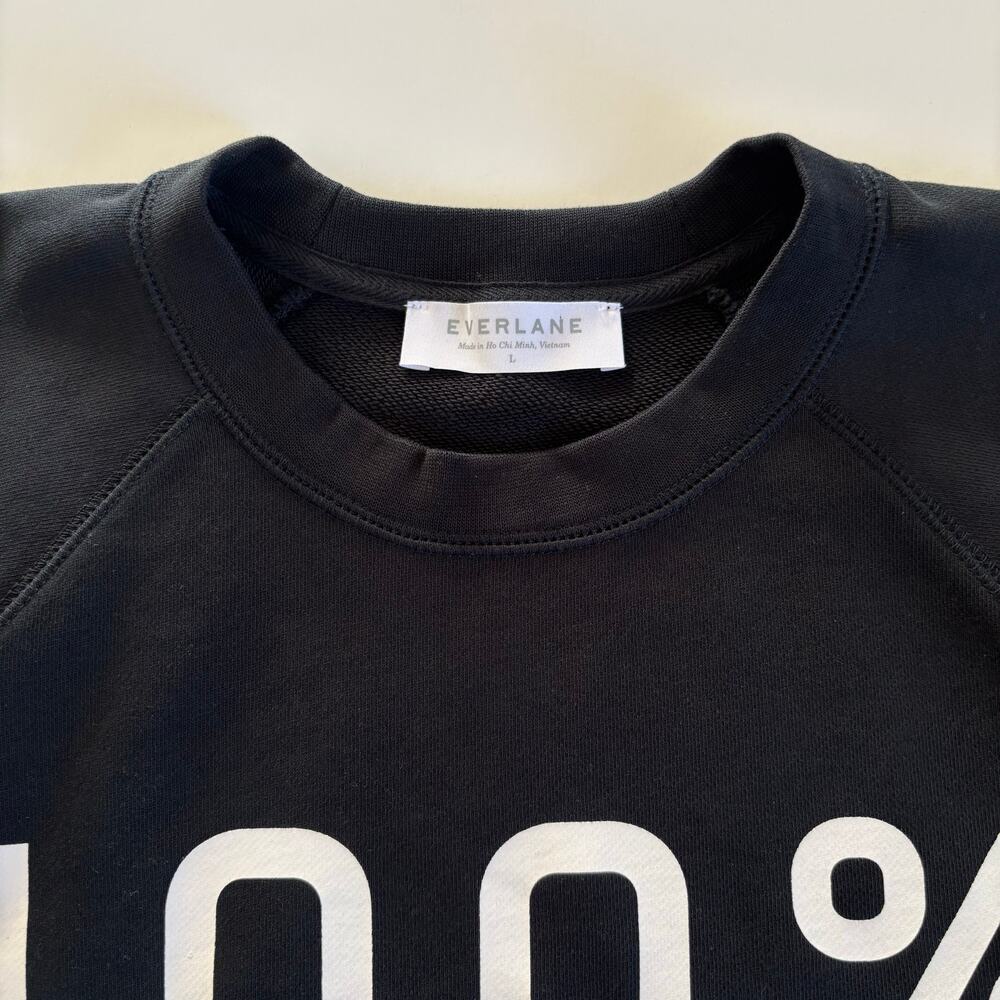 EVERLANE 100% Human French Terry Sweatshirt Black & White Women's Large Cotton - Picture 2 of 6